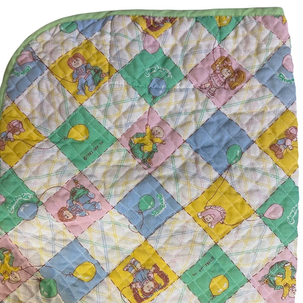 Vintage 1983 Cabbage Patch Kids Quilted Doll Sleeping Bag With Pastel Pattern & - Picture 8 of 12
